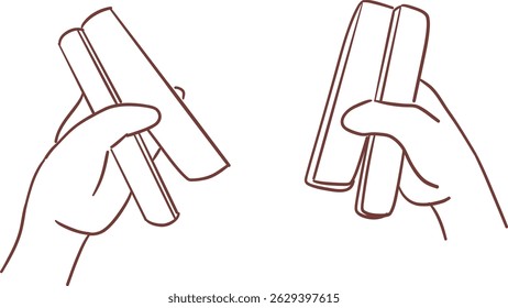 Play khartal ,Indian music instrument outline drawing clipart