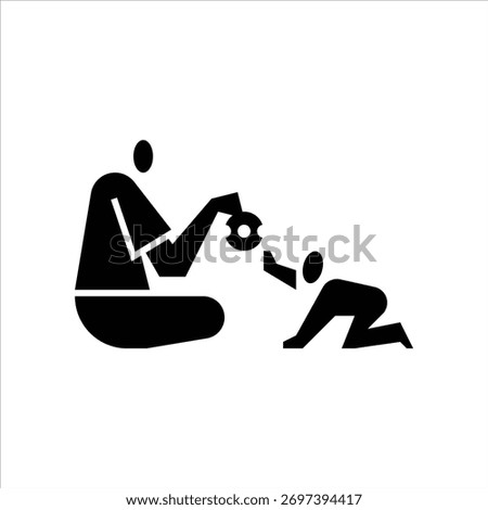 play with kid glyph icon. playing with toddler illustration.