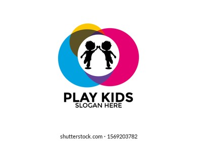Play kids logo template vector