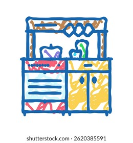 play kitchen toy child game doodle icon sketch vector. play kitchen toy child game sign. isolated symbol illustration