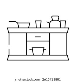 play kitchen toy child line icon vector. play kitchen toy child sign. isolated contour symbol black illustration