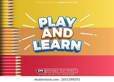 Play and learn editable 3d text effect template