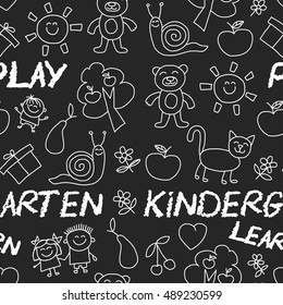 Play Learn and grow together Image on blackboard