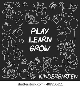 Play Learn and grow together Image on blackboard