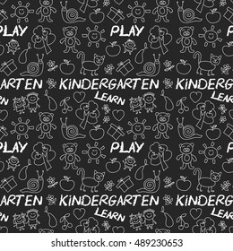 Play Learn and grow together Image on blackboard