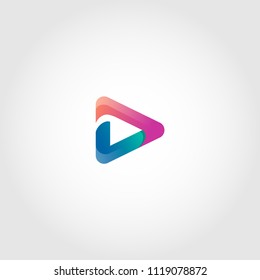 Play Letter D icon Logo Template
