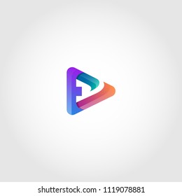 Play Letter E icon Logo Template