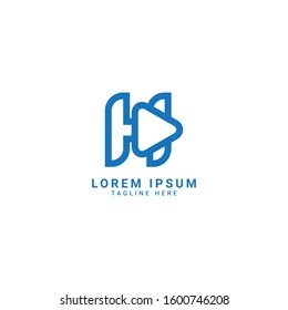 Play Letter H Logo Icon, music, audio and movie icon design concept.
