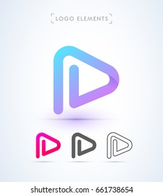 Play letter p icon. Music and video logo elements