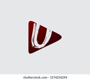 Play Letter U Logo Icon, music, audio and movie icon design concept.