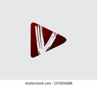 Play Letter V Logo Icon, music, audio and movie icon design concept.