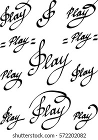 Play lettering black white background