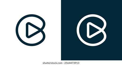 Play line art logo icon. Simple logos, icons, illustrations, symbols.