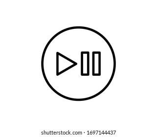 Play line icon. High quality outline symbol for web design or mobile app. Thin line sign for design logo. Black outline pictogram on white background