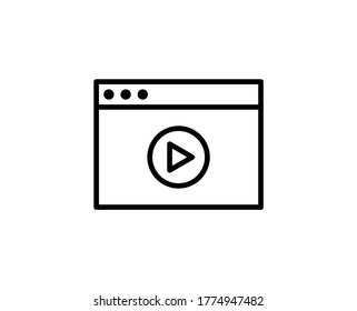 Play line icon. High quality outline symbol for web design or mobile app. Thin line sign for design logo. Black outline pictogram on white background