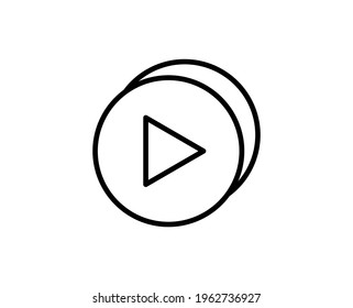Spielen Sie das Zeilensymbol. Hochwertiges Umrisssymbol für Webdesign oder mobile App. Leuchtendes Zeichen für Design-Logo. Schwarzes Umriss-Piktogramm auf weißem Hintergrund