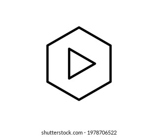 Play line icon. High quality outline symbol for web design or mobile app. Thin line sign for design logo. Black outline pictogram on white background