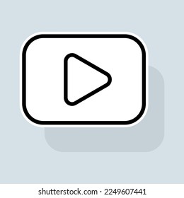 Play line icon. Start, player, watching videos, listening to music, uploading videos, popularity, video player, camera. Program concept. Vector sticker line icon on white background