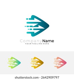 Play logo with arrow design delivery, cargo logos, speed icons