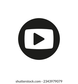 Play logo. Black button video player. Social media symbol. Vector illustration. Eps 10.