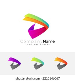 Reproducir logotipo y diseño colorido, iconos triangulares