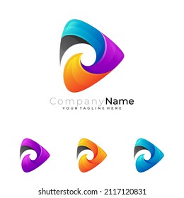 Logotipo de juego con un vector de diseño colorido, iconos 3d de color