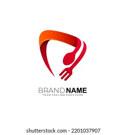 Play logo and cutlery design, spoon and fork logos
