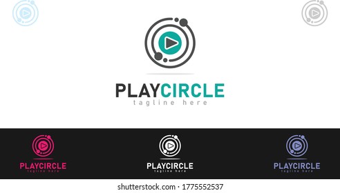The play logo design is combined circle. And there are several other color concepts. Vector