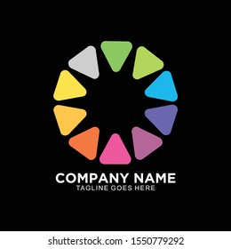 Play logo design concept with arround in full color