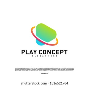 Play logo design concept. Planet Play logo template vector. Icon Symbol