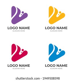 play logo design with flat colorful style