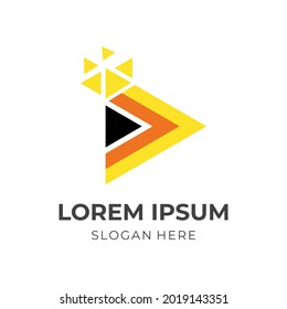 play logo design with flat colorful style
