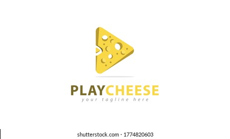 Play logo design in the shape of cheese. vector