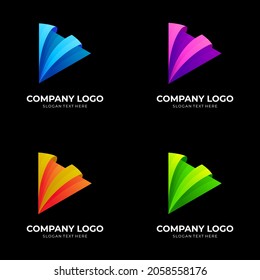 play logo design template, 3d colorful style