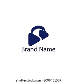 Reproducir la plantilla de diseño de logotipo combinado con auriculares, muy adecuado para el negocio de instrumentos musicales, estudio, kraoke, clases de música