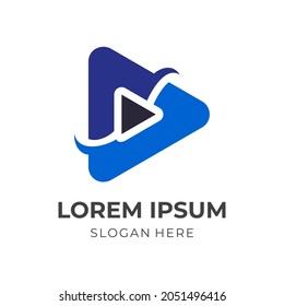 play logo design template concept vector with flat blue and black color style