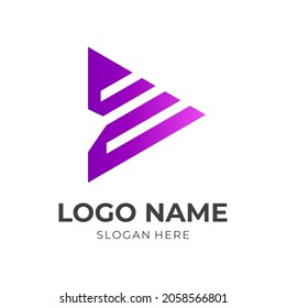 play logo design template concept vector with flat purple color style