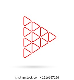 Play logo design template, isolated media logotype, player symbol, vector illustration