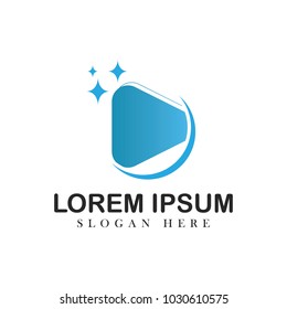 Play logo design vector illustration icon music emblem isolated concept modern