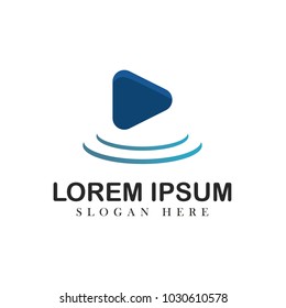 Play logo design vector illustration icon music emblem isolated concept modern