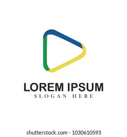Play logo design vector illustration icon music emblem isolated concept modern