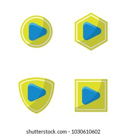 Play logo design vector illustration icon music emblem isolated concept modern