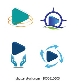 Play logo design vector illustration icon music emblem isolated concept modern