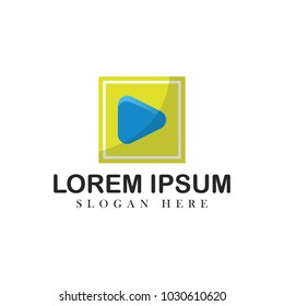 Play logo design vector illustration icon music emblem isolated concept modern