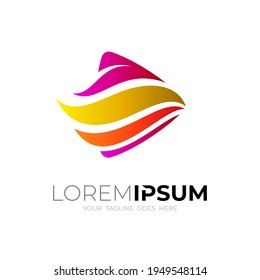 Logo und Branddesign-Kombination abspielen, bunter Logo-Vektorgrafik