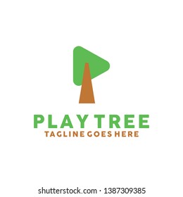 Play Logo Flat Icon. Tree Vector Modern Symbol. Education Logo Design Inspiration.