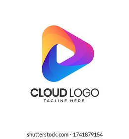 play logo gradient modern concept. company logo and identity