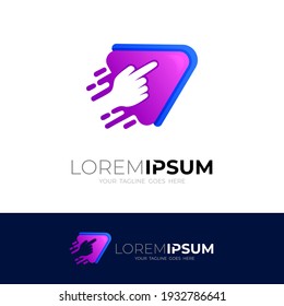 Ilustración de diseño de logotipo y velocidad de mano, logotipo de tecnología
