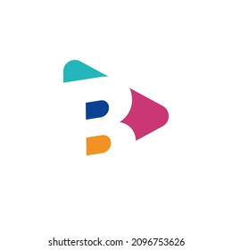 Play logo with letter B logo template, flat style colorful logos. Play icon with initial B. Abstract colorful vector and company corporate identity logo.