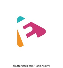 Play logo with letter E logo template, flat style colorful logos. Play icon with initial E. Abstract colorful vector and company corporate identity logo.